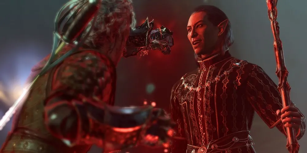 Astarion và nhóm đang đối đầu với Cazador Szarr trong cung điện của hắn ở Baldur's Gate 3.