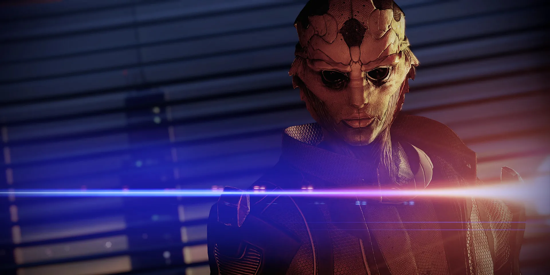 Ba nhân vật, bao gồm Commander Shepard, đang đối mặt với kẻ thù trong Mass Effect 2