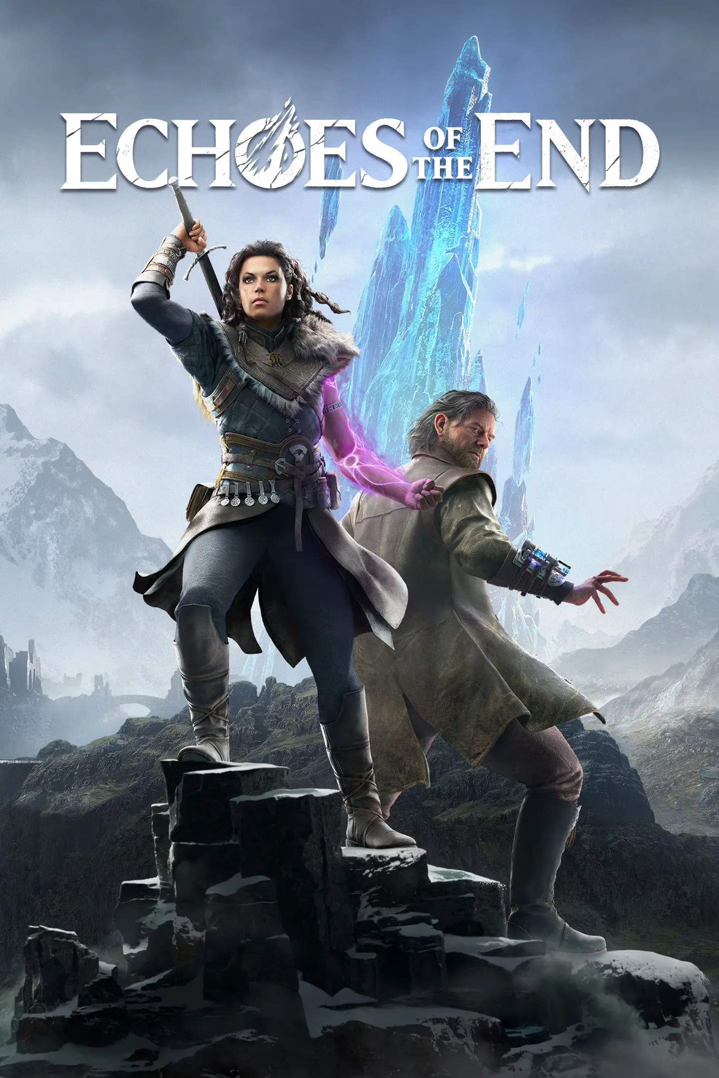 Bìa game Echoes of the End với nhân vật Vestige đứng trên vách đá