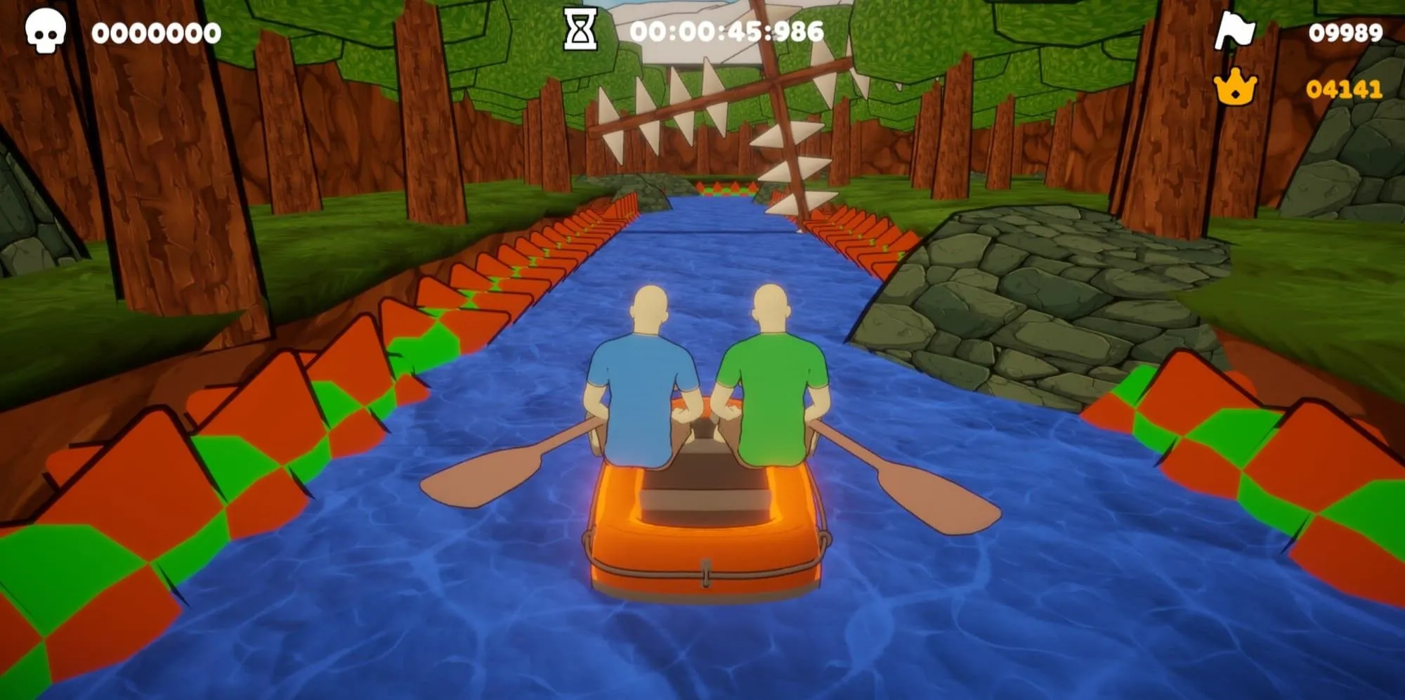 Các nhân vật chèo thuyền trong Paddle Paddle Paddle, một game co-op parkour cực kỳ khó nhằn 2025