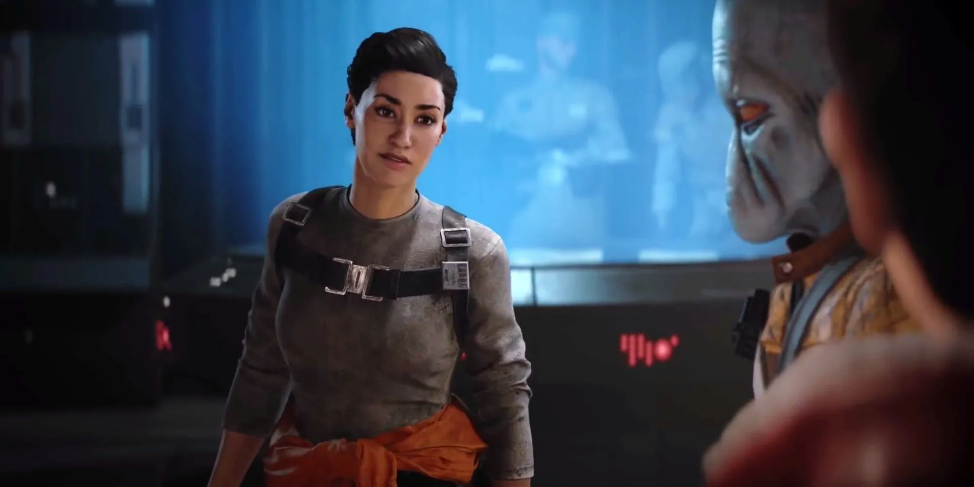 Chiến binh Đế chế trong Star Wars Battlefront 2 với tàu chiến trên bầu trời