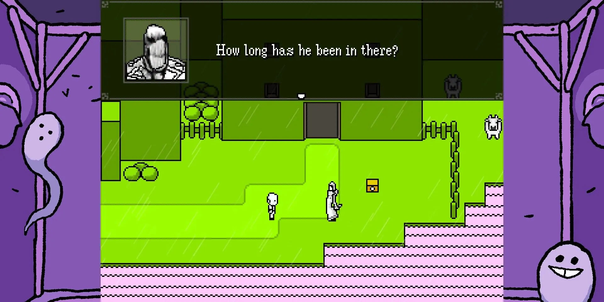 Dedan nói chuyện gay gắt bên ngoài khu chuồng trại ở Pentel trong game OFF Remaster