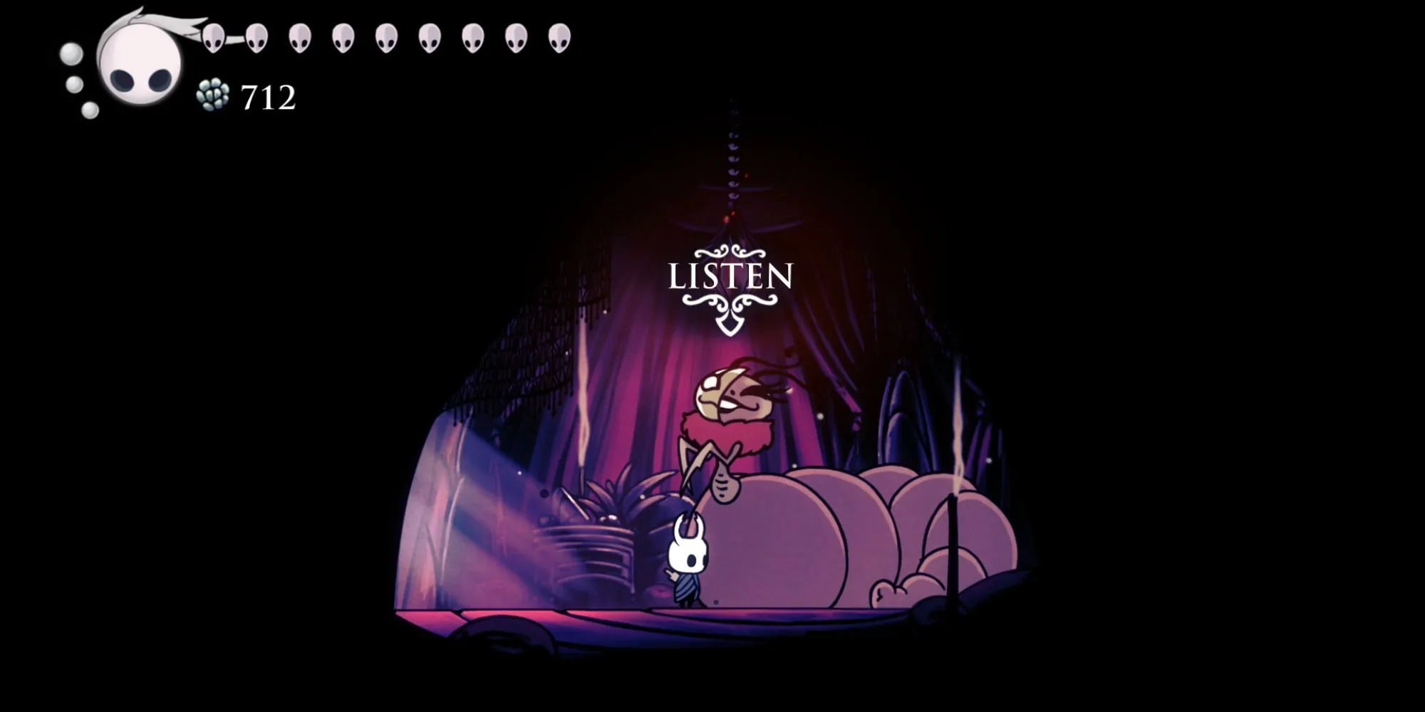 Divine, NPC của Grimm Troupe DLC giúp nâng cấp bùa Fragile thành Unbreakable trong Hollow Knight