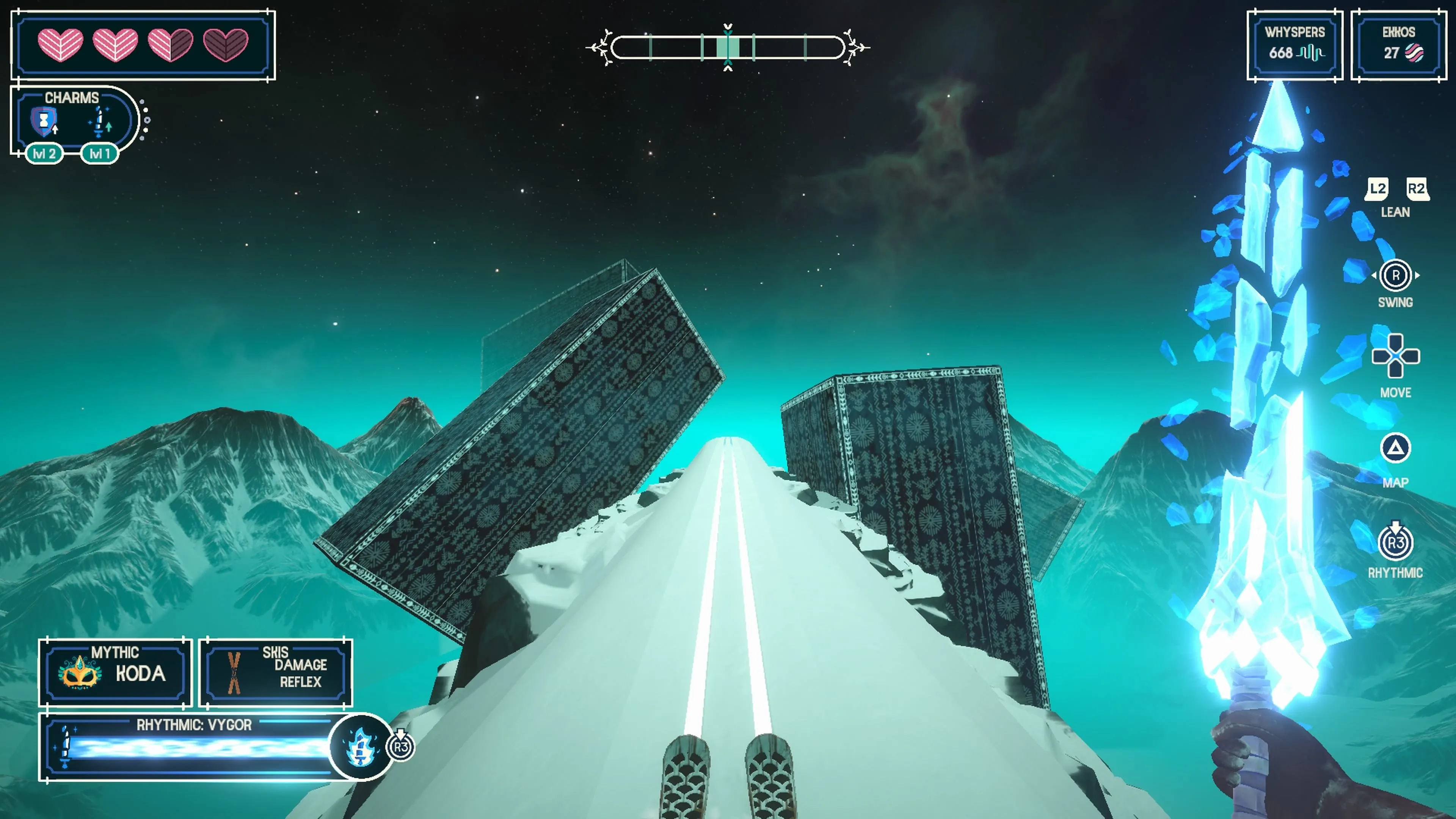 Gameplay Fresh Tracks với người trượt tuyết giữa khung cảnh hùng vĩ