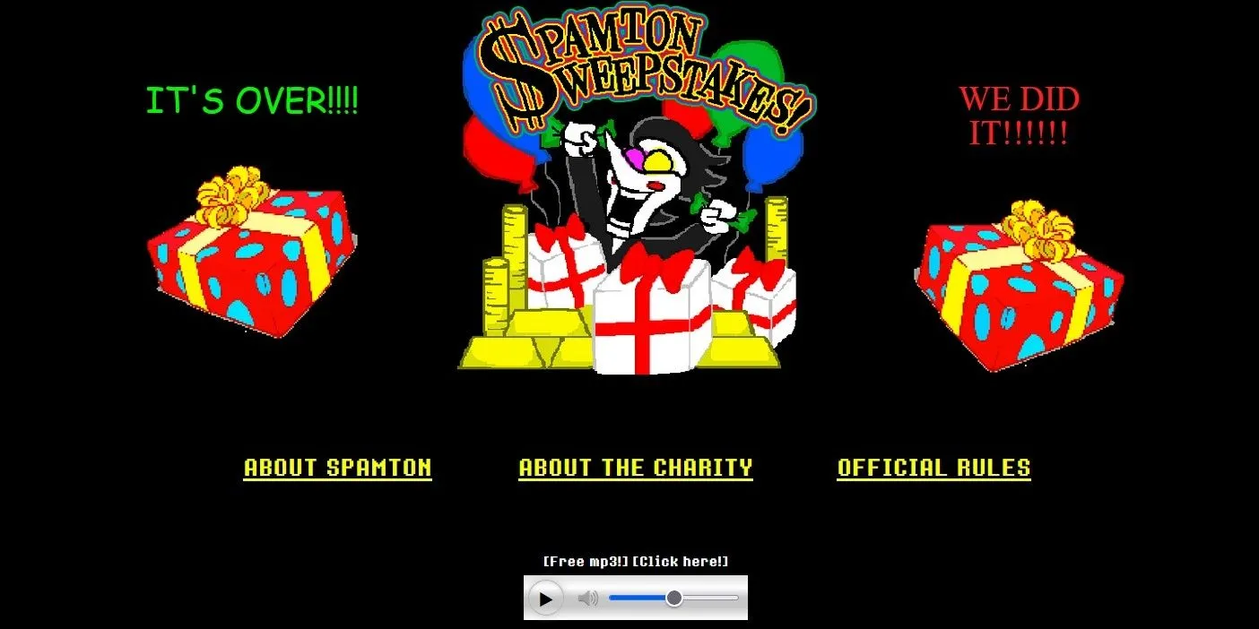 Giao diện chính của sự kiện Deltarune Spamton Sweepstakes