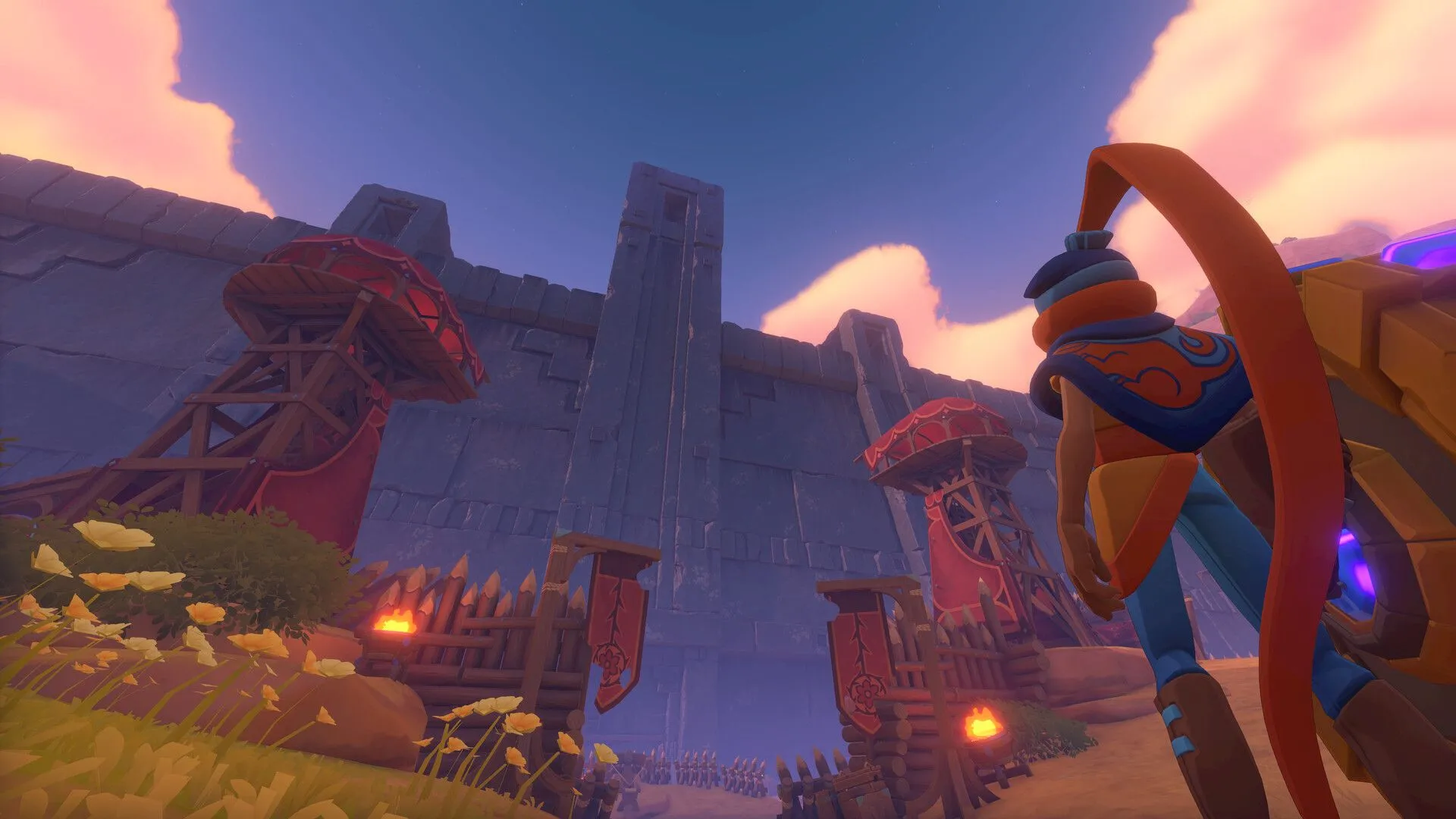 Giao diện game The Knightling, hiển thị nhân vật chính đang ở khu vực có cây cỏ màu xanh dương đặc trưng để trượt, gần vị trí Keeper of Records.