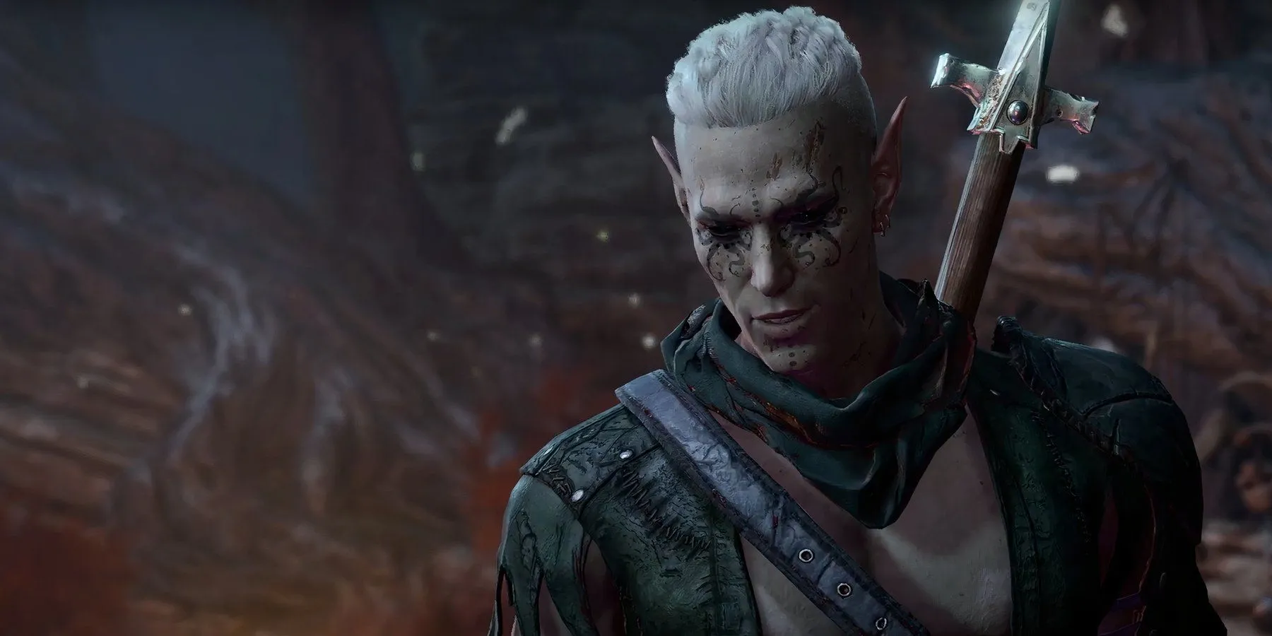 He Who Was, một Shadar-Kai elf bí ẩn trong Baldur's Gate 3, đứng giữa Shadow-Cursed Lands.