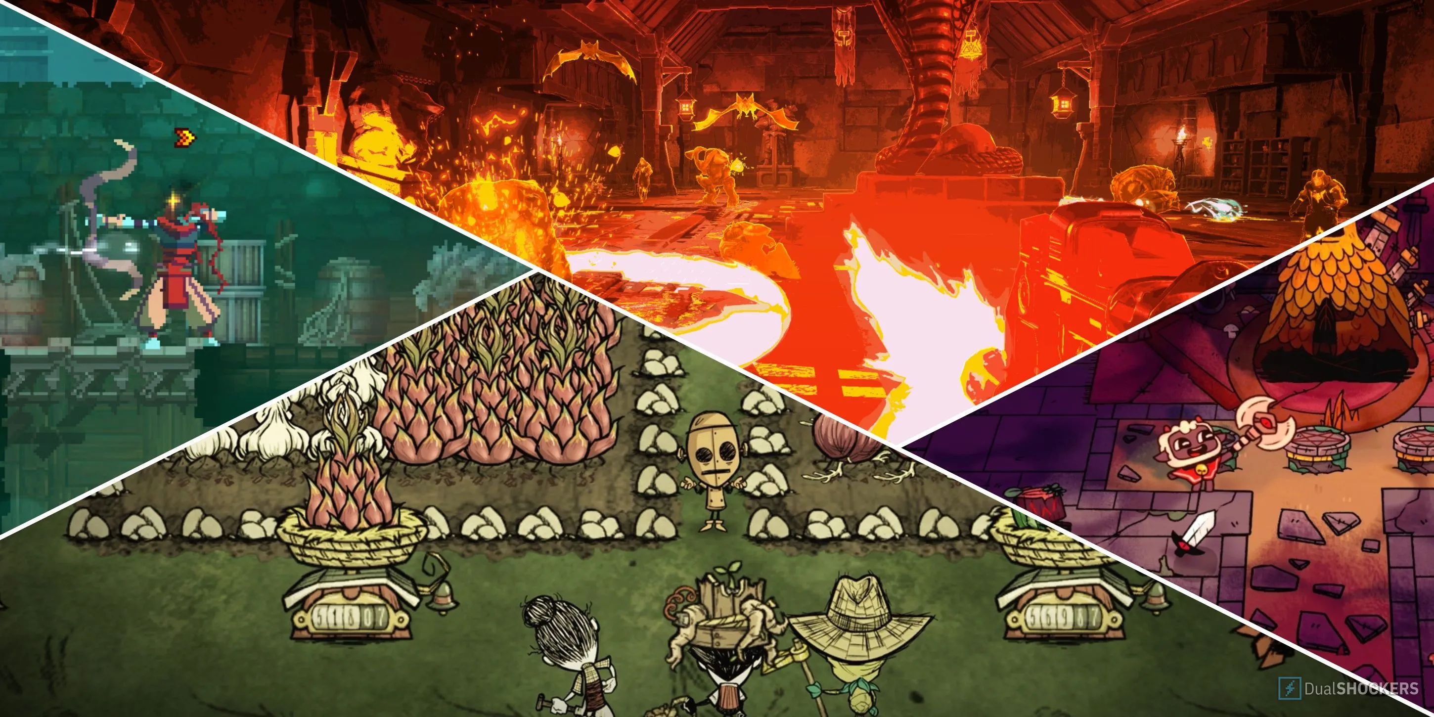 Hình ảnh tổng hợp các tựa game roguelike nổi bật, minh họa thể loại game lai cần chơi