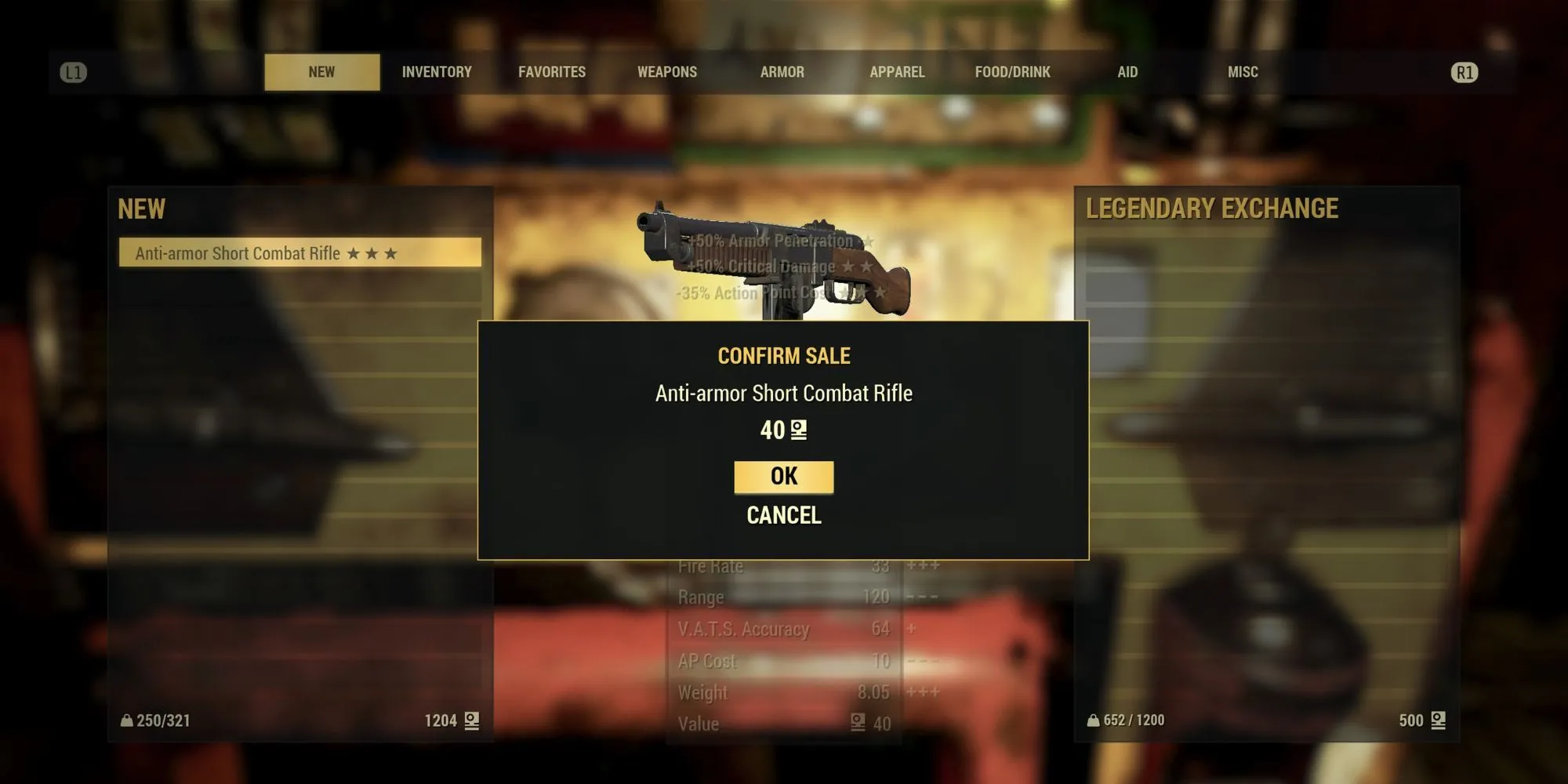 Máy Legendary Exchange Fallout 76 đang thu mua vũ khí Legendary từ game thủ