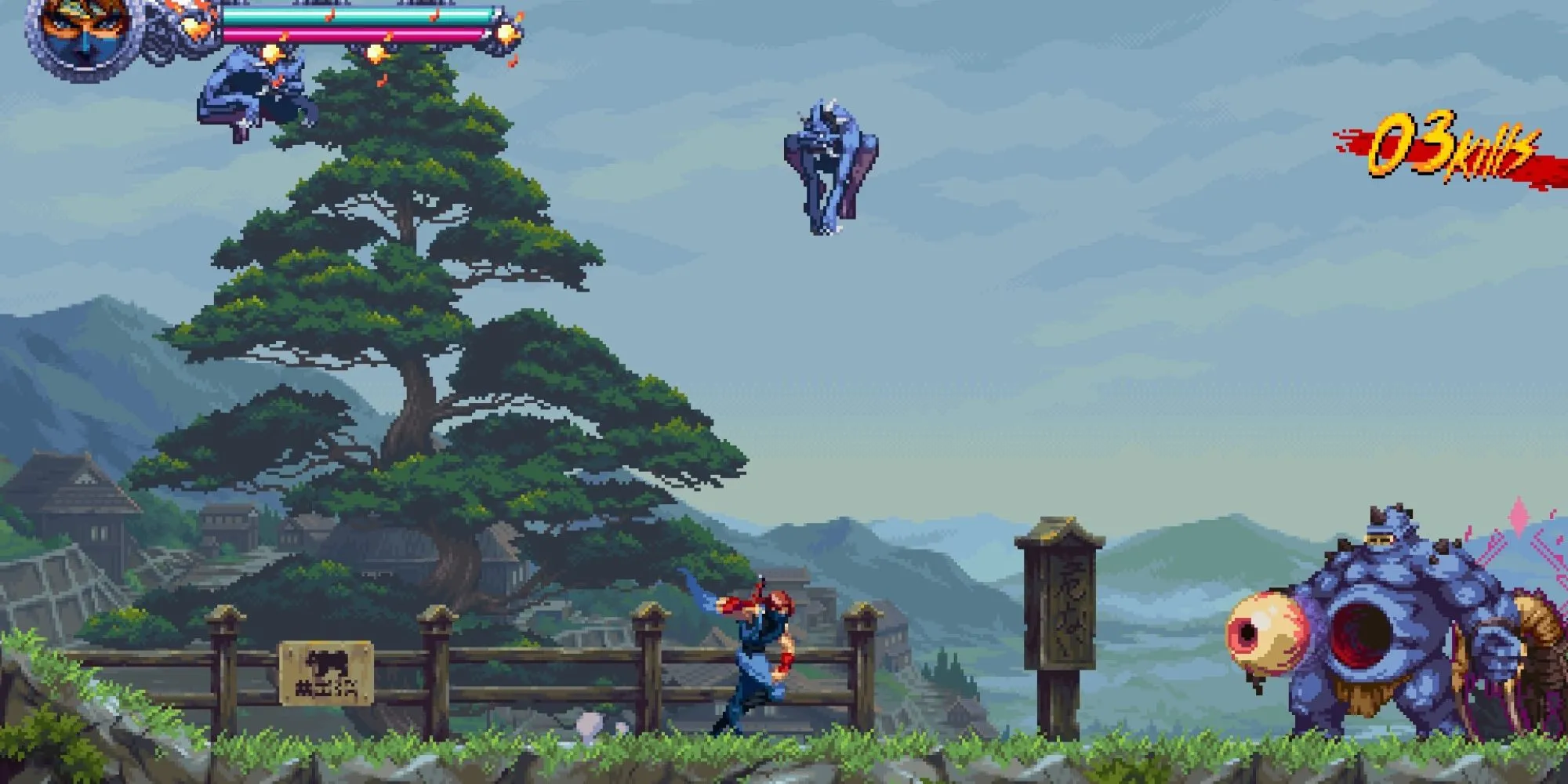 Ninja Gaiden Ragebound đang đạt rank S trong một pha combat hoành tráng