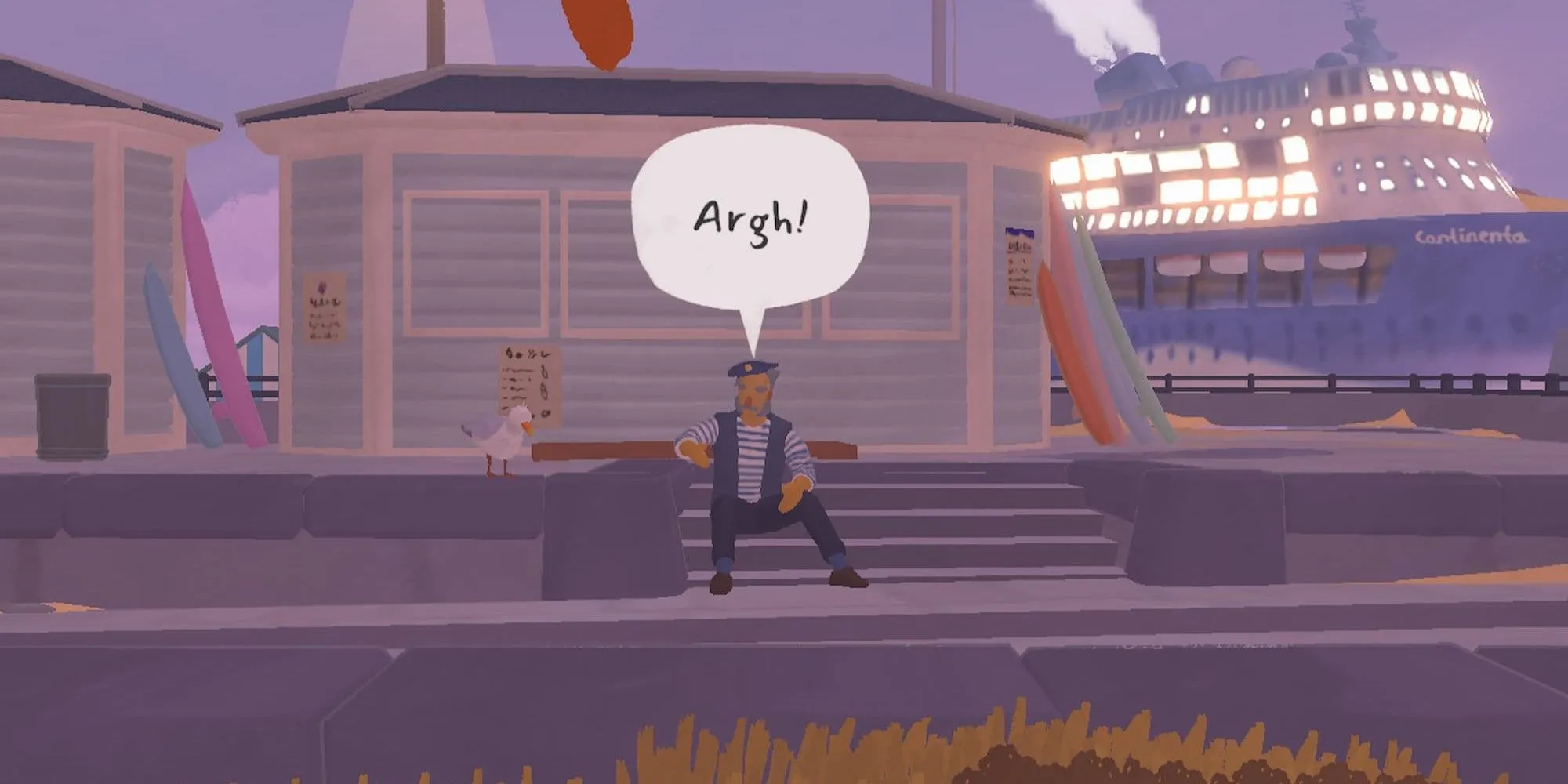 Ông già nói 'Argh' trong game Tiny Bookshop