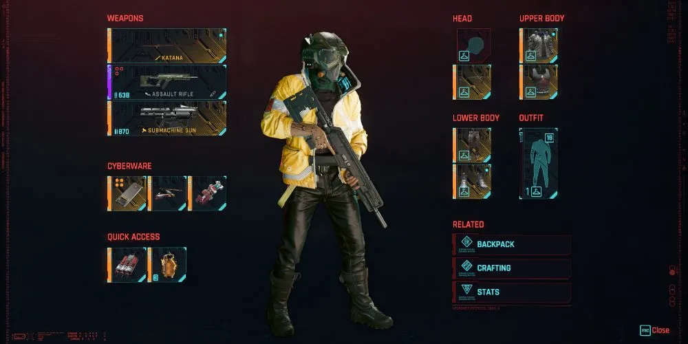 V và Night City trong Cyberpunk 2077, khoe khẩu súng trường tấn công