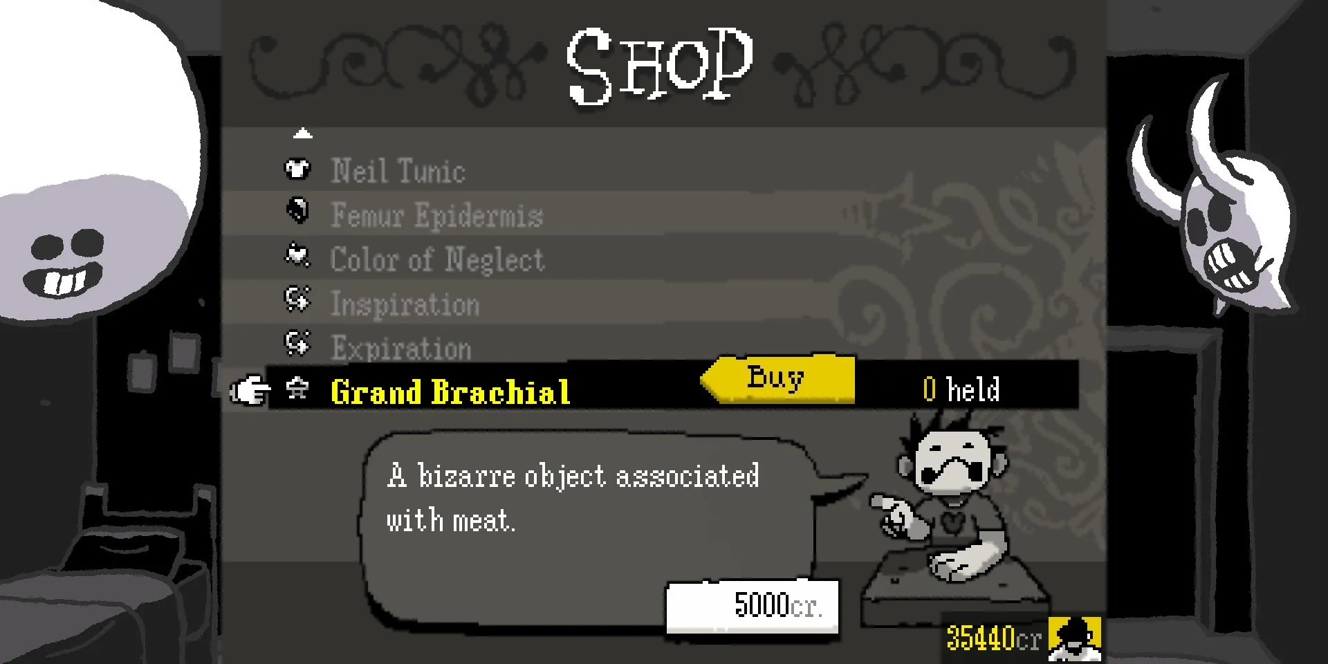 Zacharie rao bán vật phẩm Grand Brachial với giá 5000 Credits trong game OFF