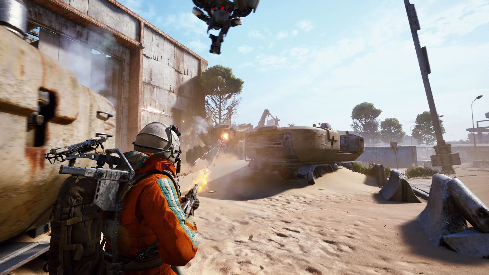 Ảnh bìa ARC Raiders với đội Raider trên bản đồ chiến trường Dam Battlegrounds