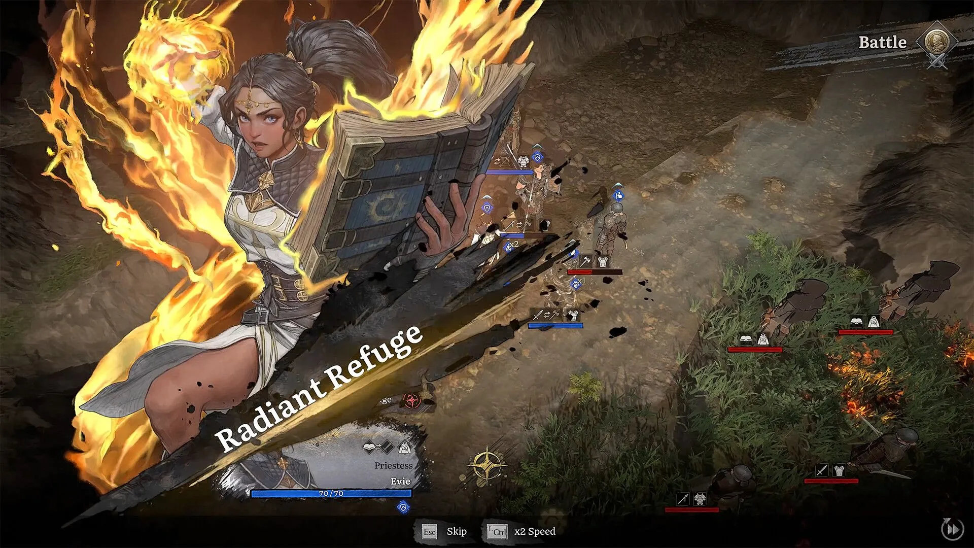 Ảnh giao diện nâng cấp trang bị và nhân vật trong Lost Eidolons, thể hiện resonance stones và skill tree