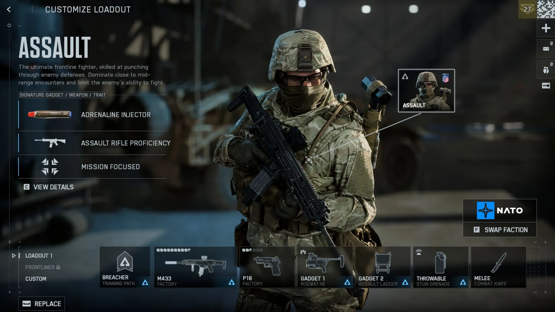 Ảnh nhân vật Assault trong Battlefield 6, tư thế xông pha lên tiền tuyến