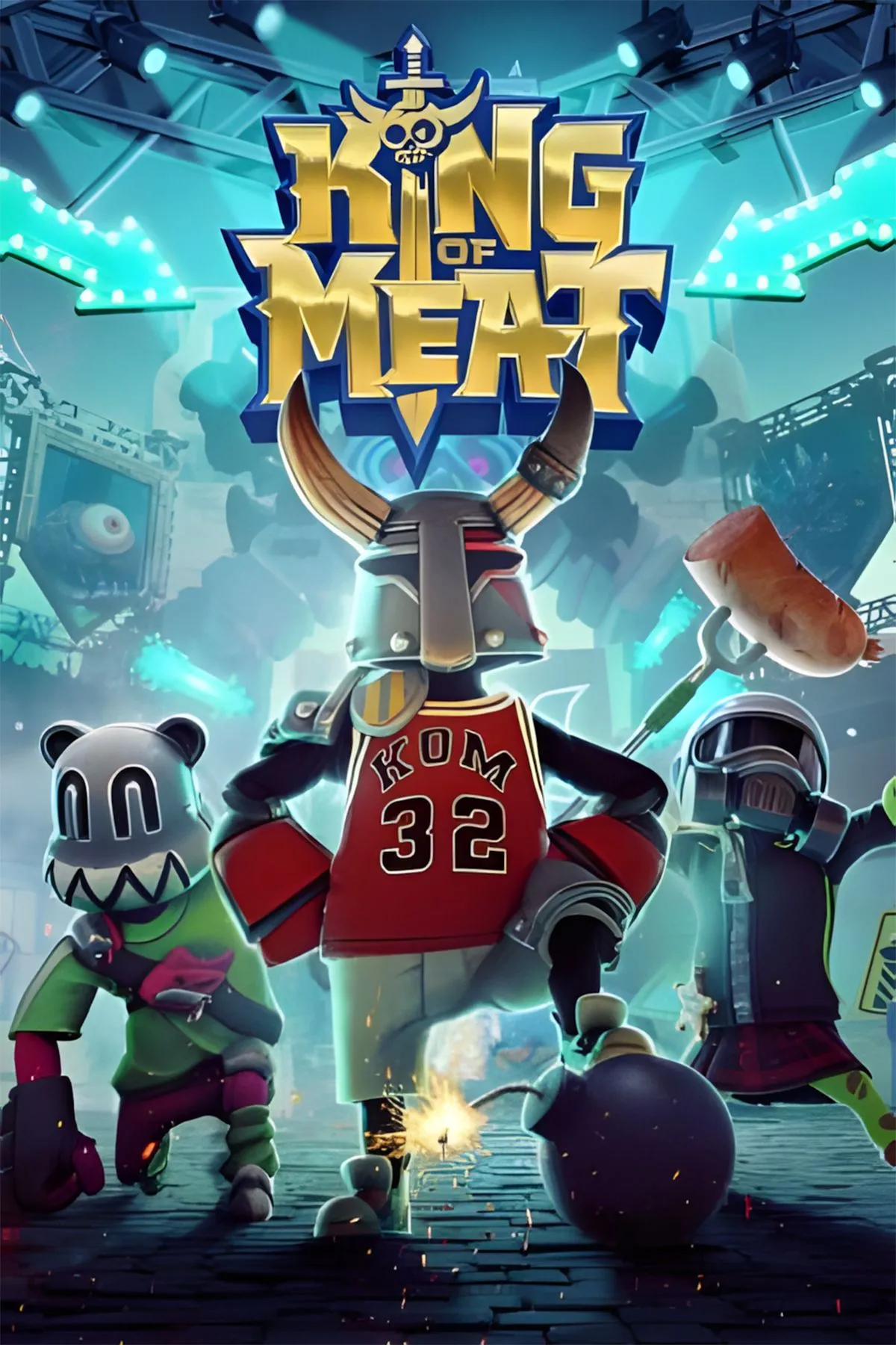 Bìa King of Meat với phong cách soft‑play, nhân vật hài hước và hub náo nhiệt