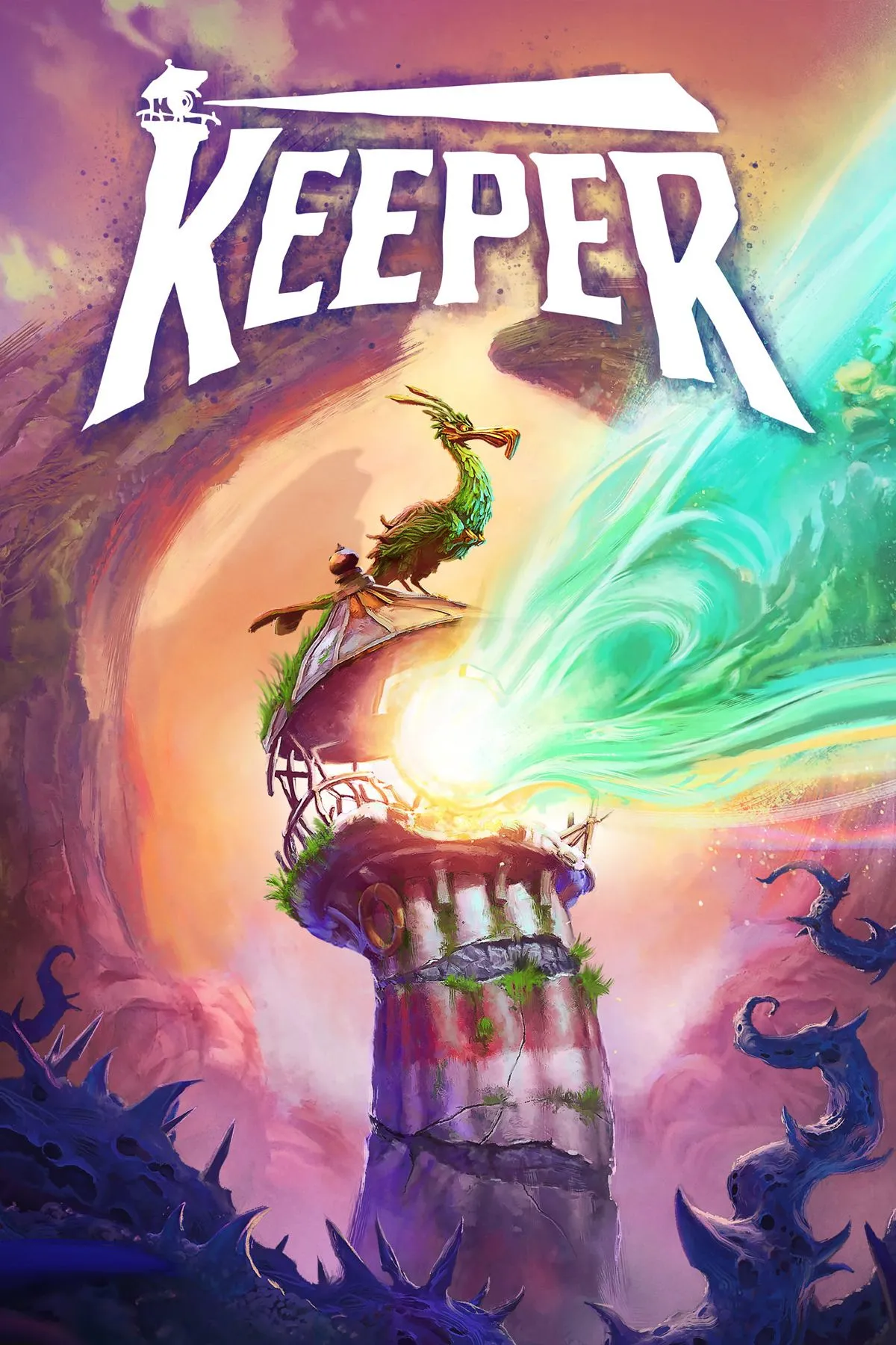 Bìa/cover art của Keeper với ngọn hải đăng biểu tượng