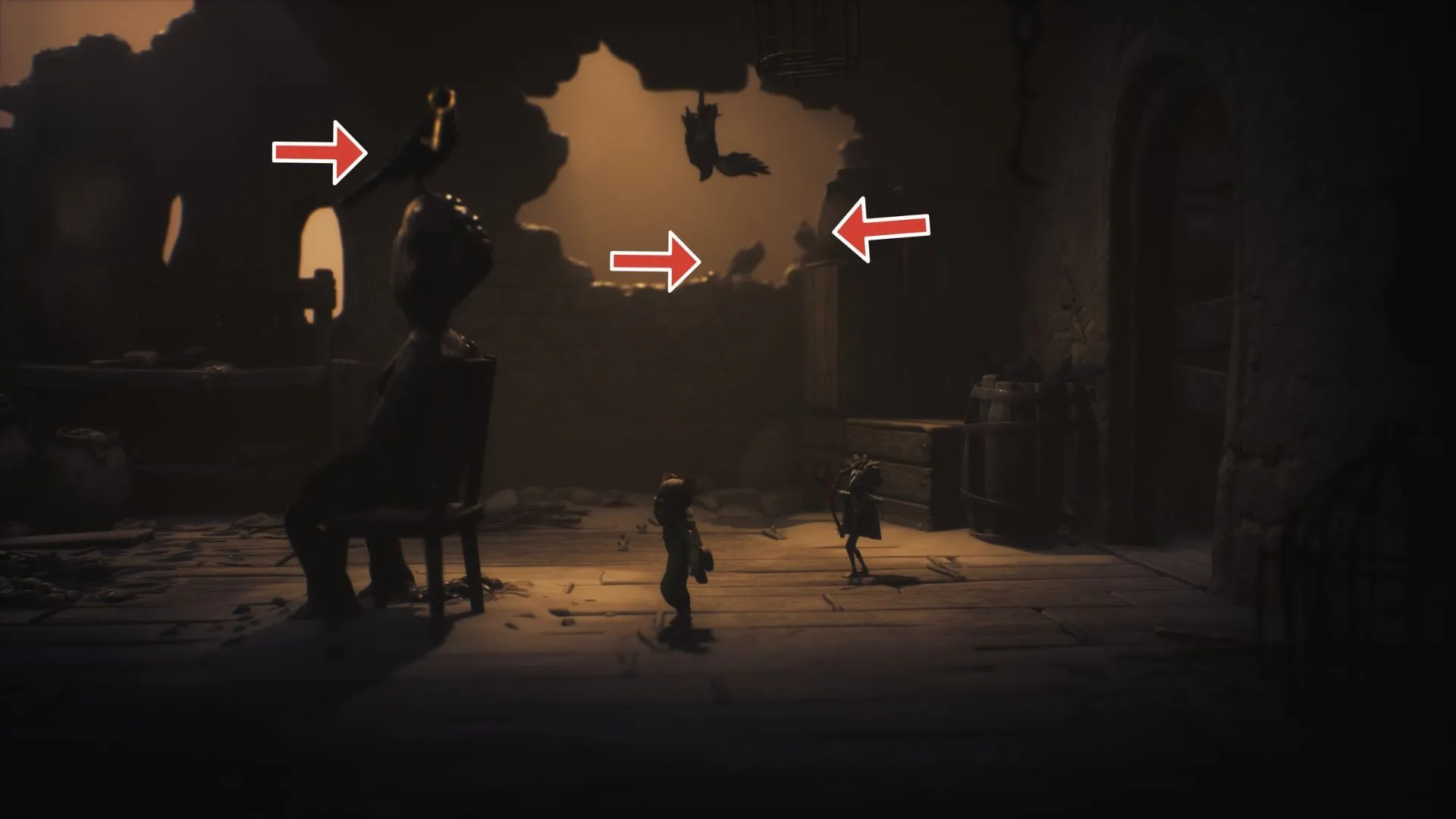 Bộ 3 quạ trong phòng ghế lớn và lỗ tường - Little Nightmares 3