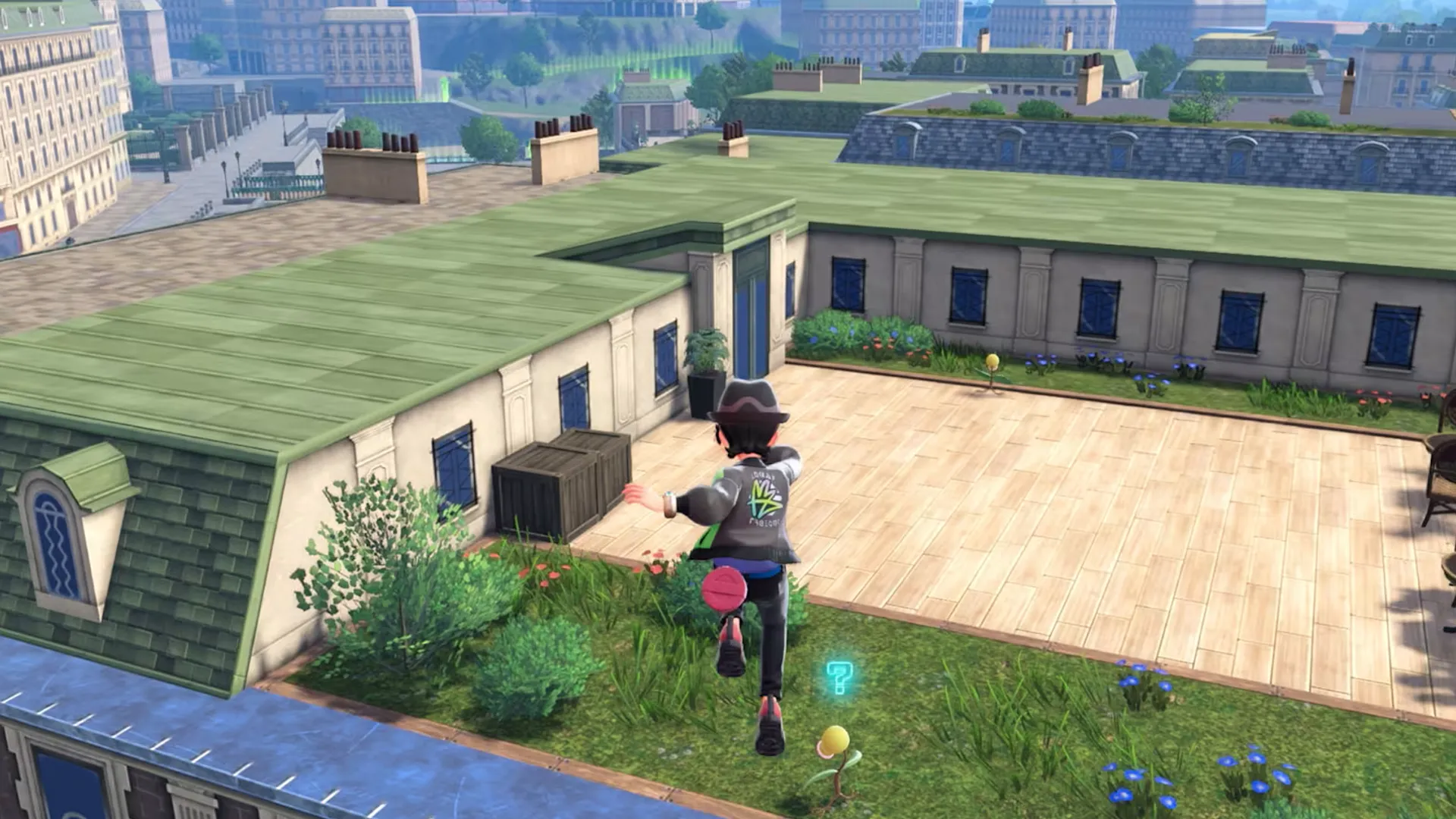 Cảnh trên mái nhà trong Pokémon Legends: Z-A, nơi một Shiny có thể xuất hiện và không tự động biến mất