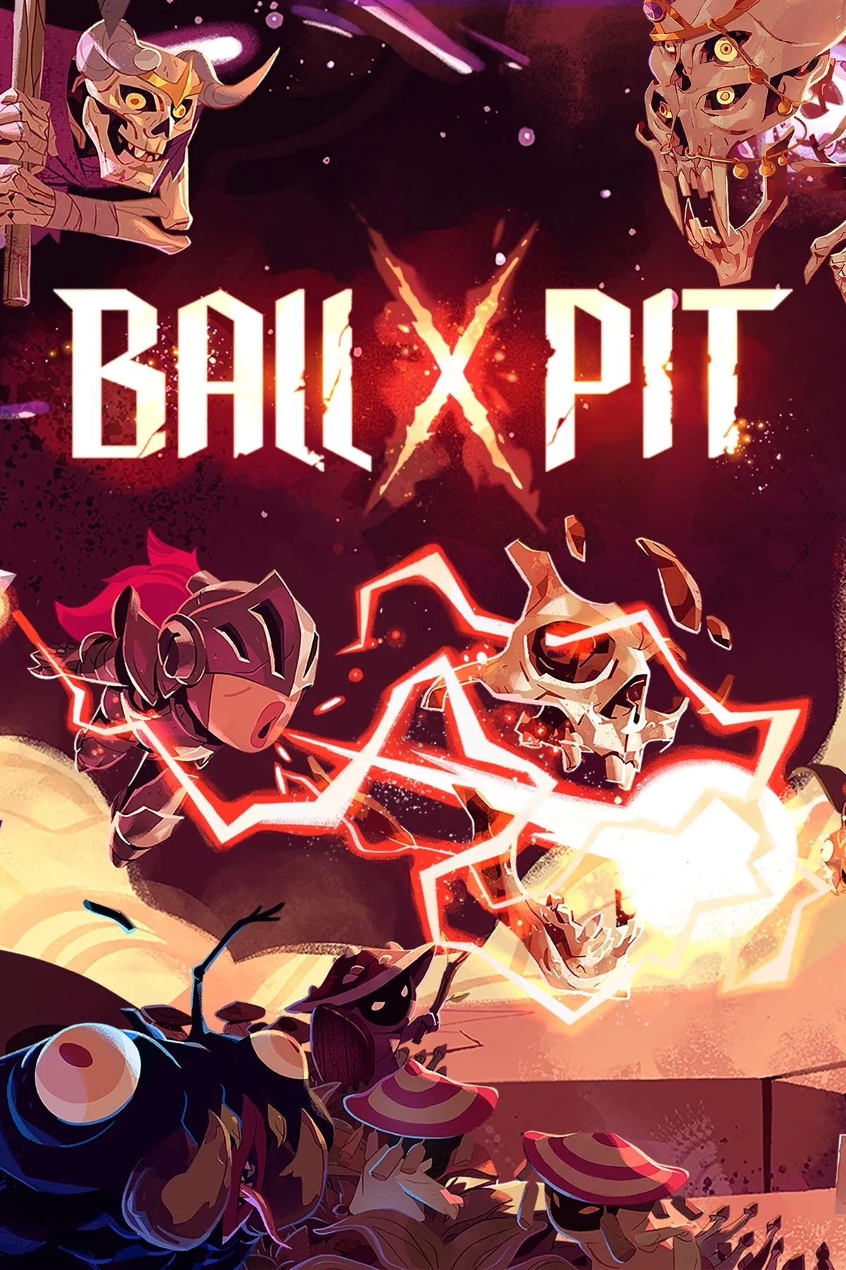 Cover art Ball X Pit: logo, phong cách retro/pixel nhẹ, phát hành bởi Devolver Digital