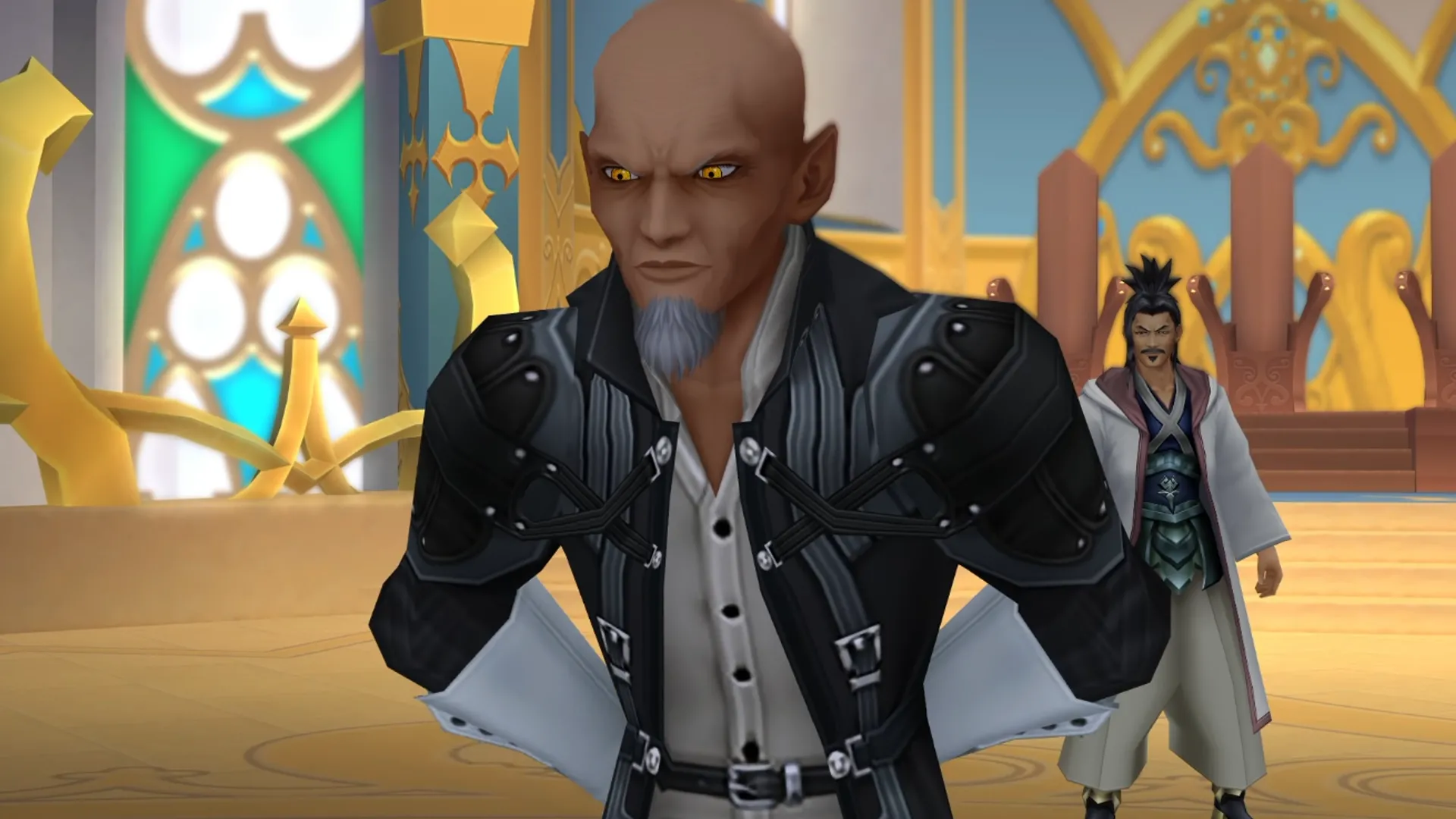 Hình Eraqus vs Xehanort trong Kingdom Hearts: Birth By Sleep, minh họa diễn xuất giọng nói của Mark Hamill và Leonard Nimoy