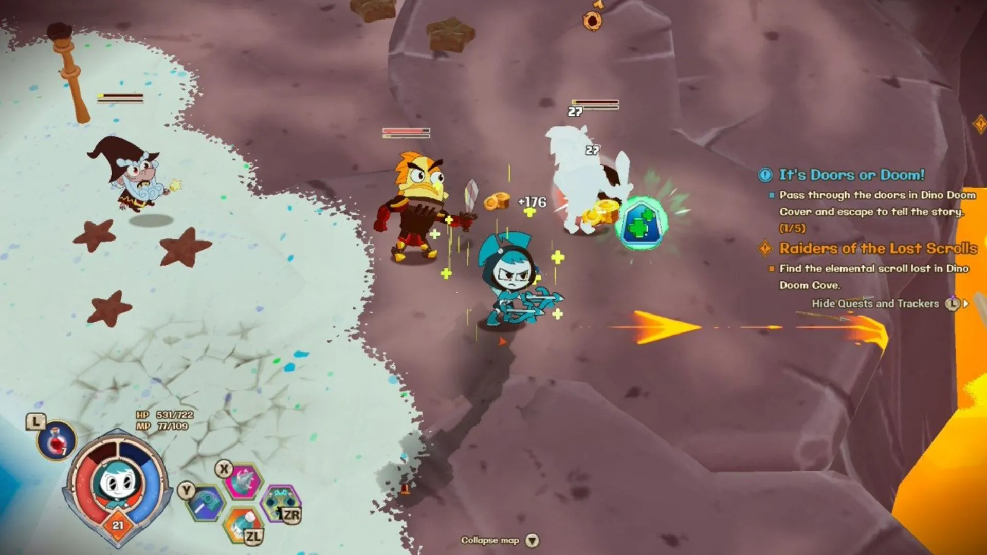 Jenny trong một pha combat, thể hiện đòn đặc biệt của cô