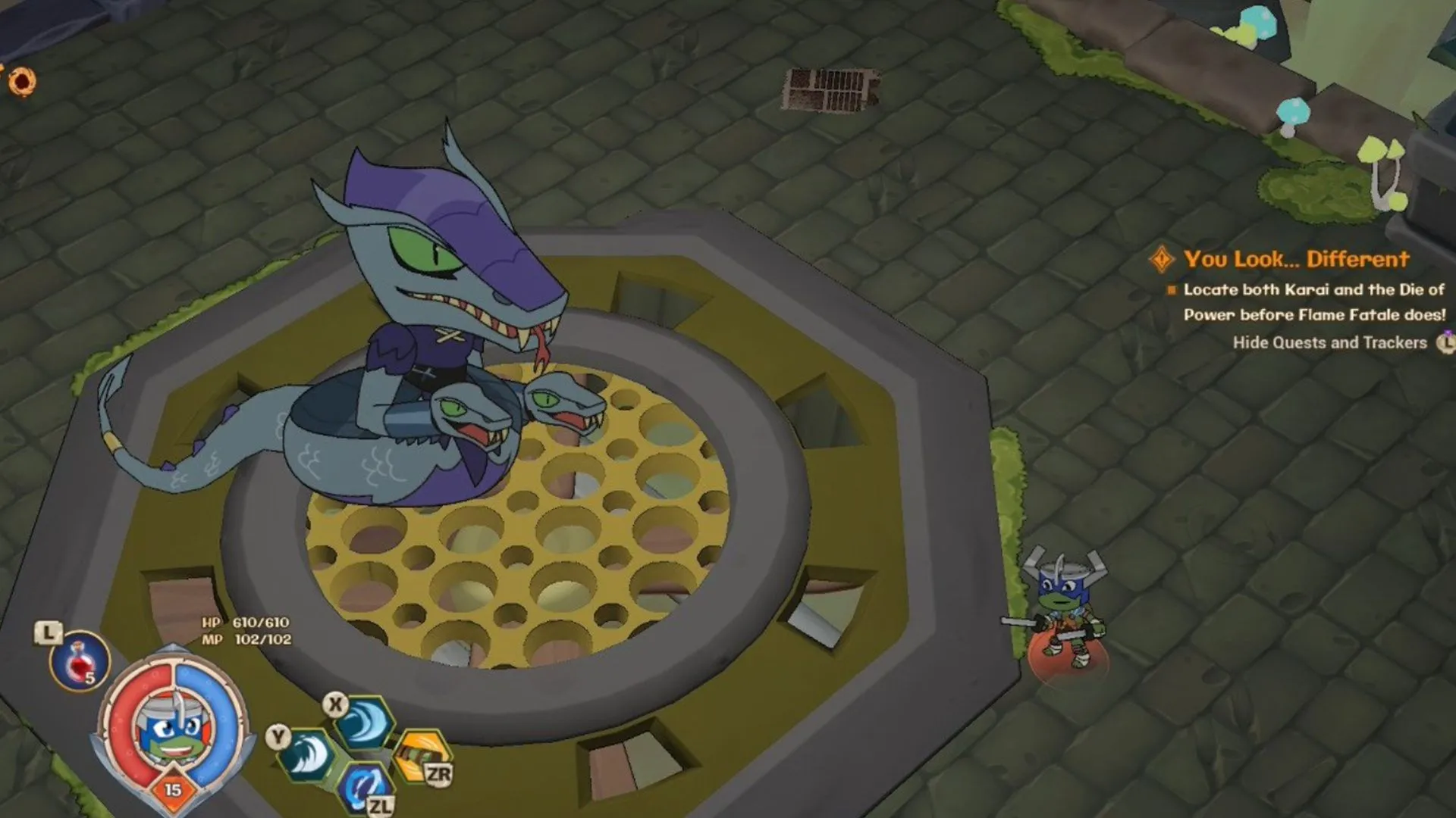 Một trận boss với Karai trong Dice of Destiny