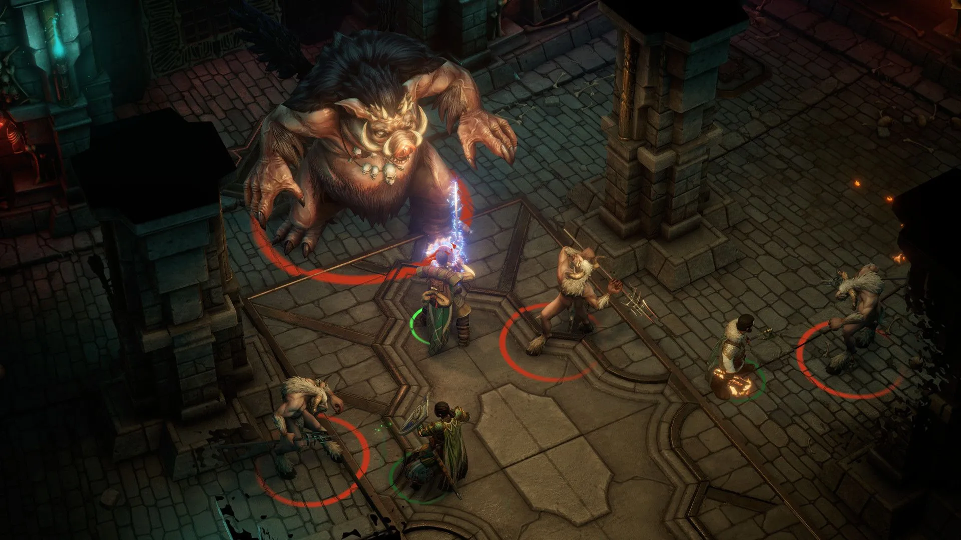 Pathfinder: Wrath of the Righteous screenshot hiển thị hành trình party và chiến đấu tactics kiểu CRPG