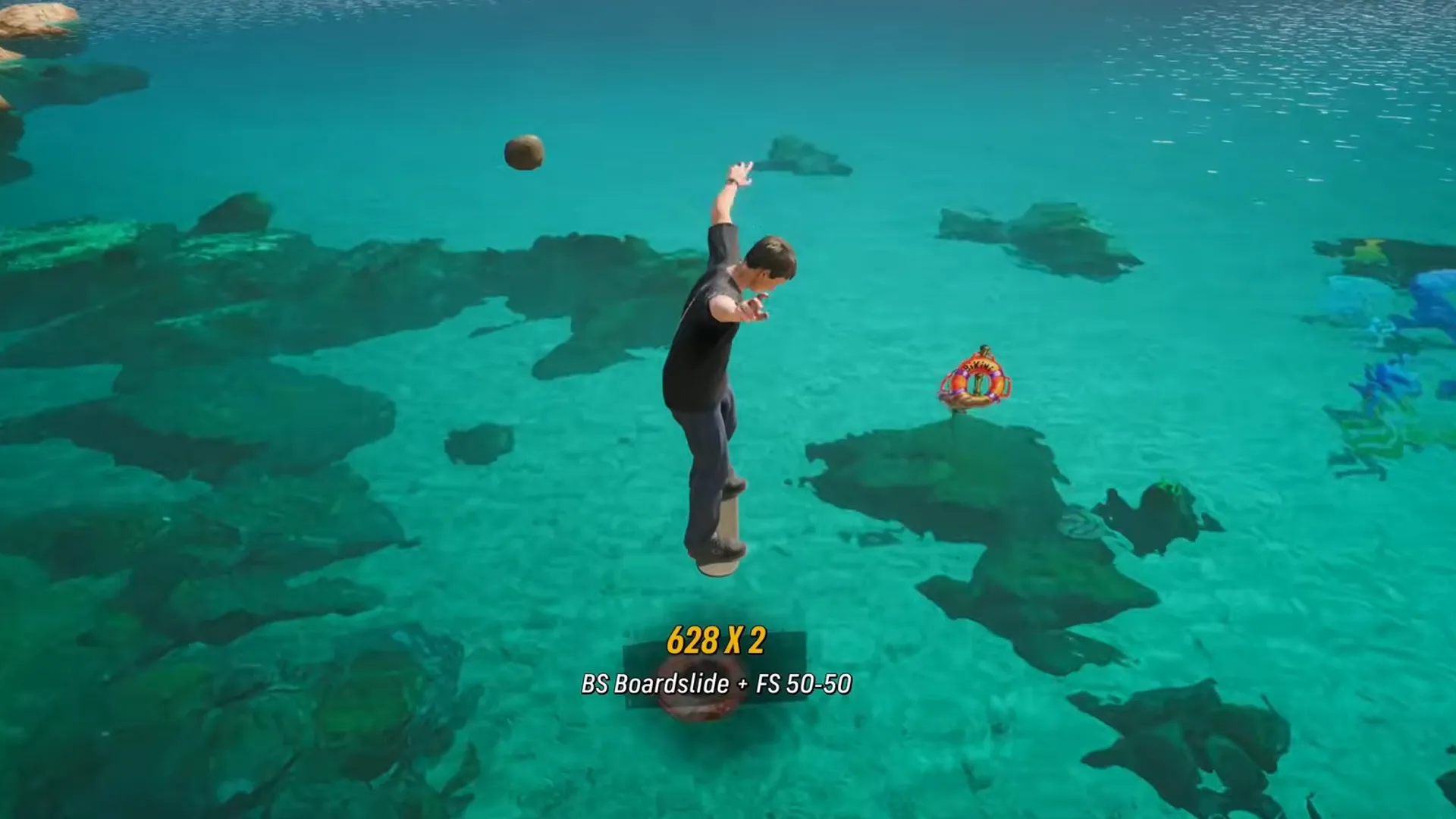 Skate từ boong tàu tới vòng phao để vào Bikini Bottom trong Tony Hawk's Pro Skater 3+4