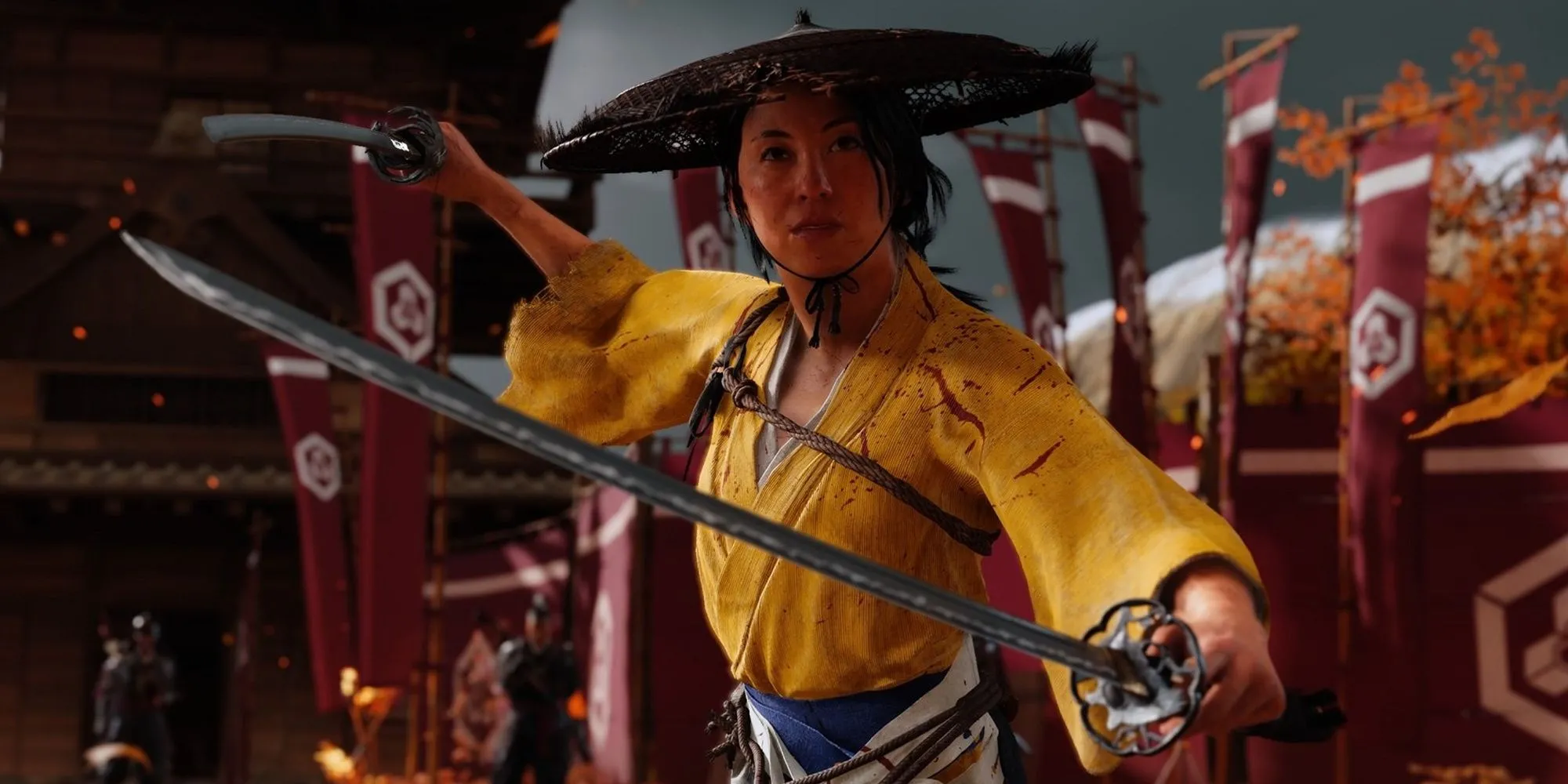 Sucker Punch minh họa vũ khí trong Ghost of Yotei: cảnh nhân vật cầm vũ khí trong game