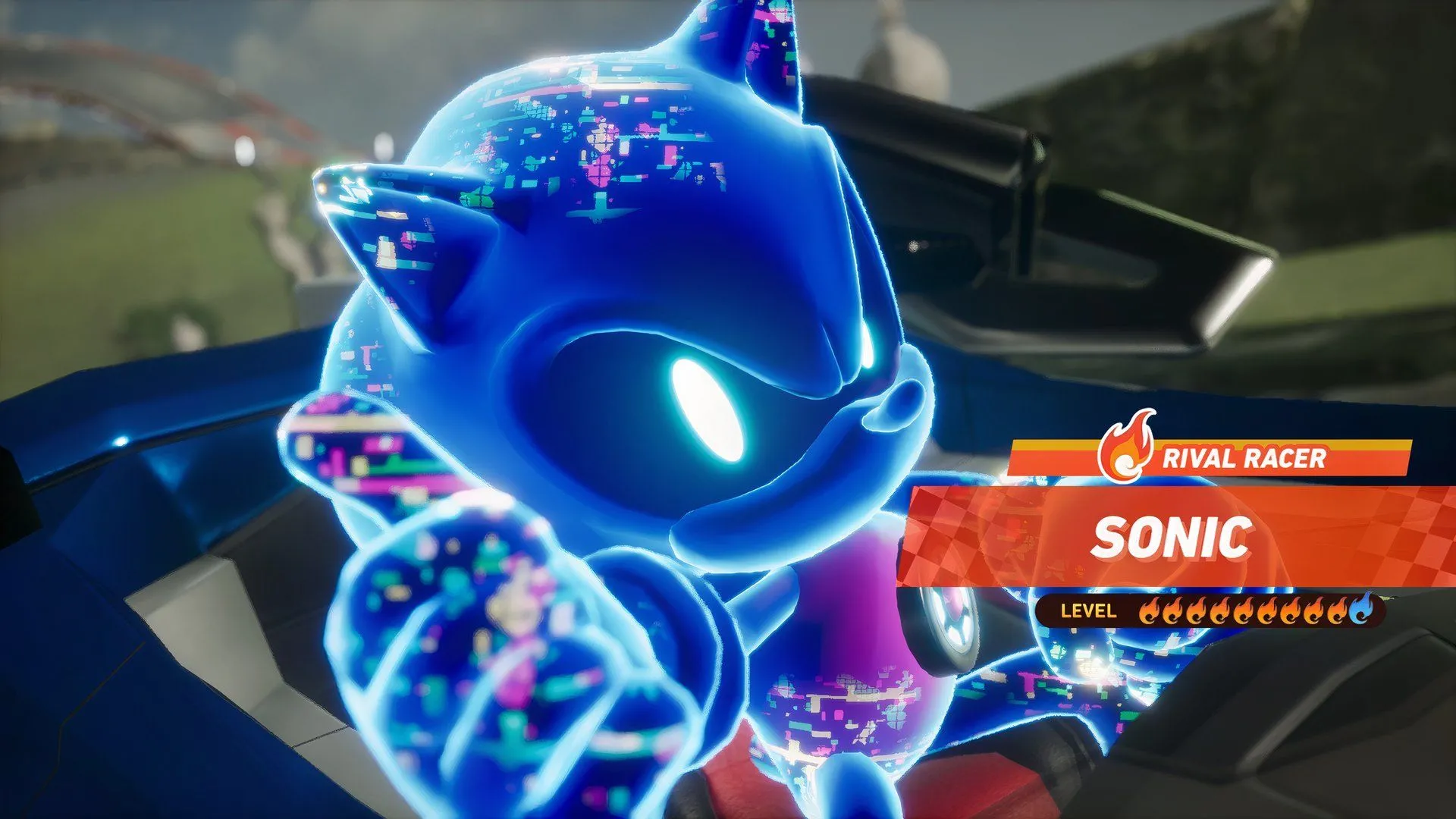 Xe AI trong Sonic Racing CrossWorlds, cảnh đua với Shadow và đội Sonic